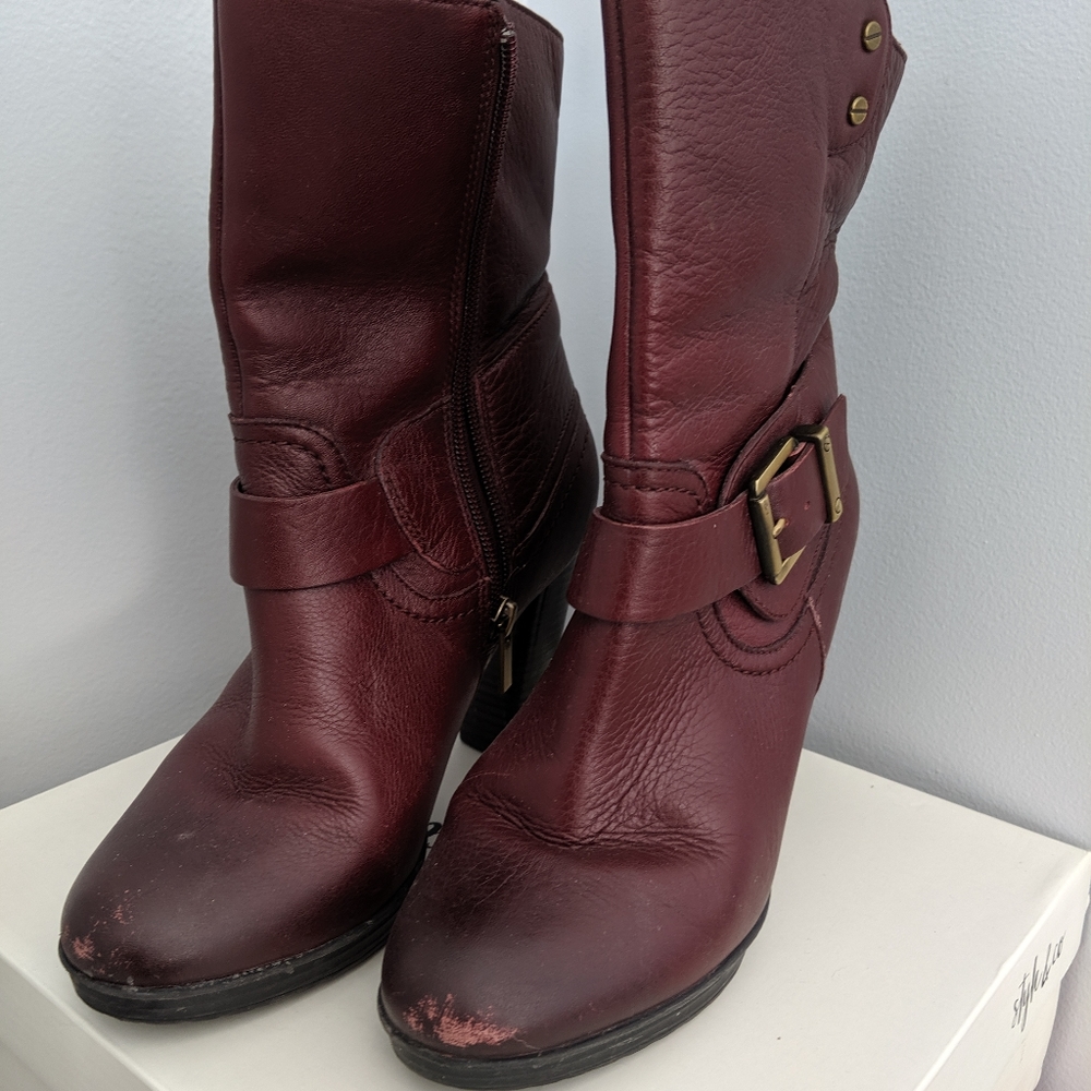 Clarks burgundy leather boots